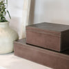 Leather Accent Box, Warm Grey - KM Home