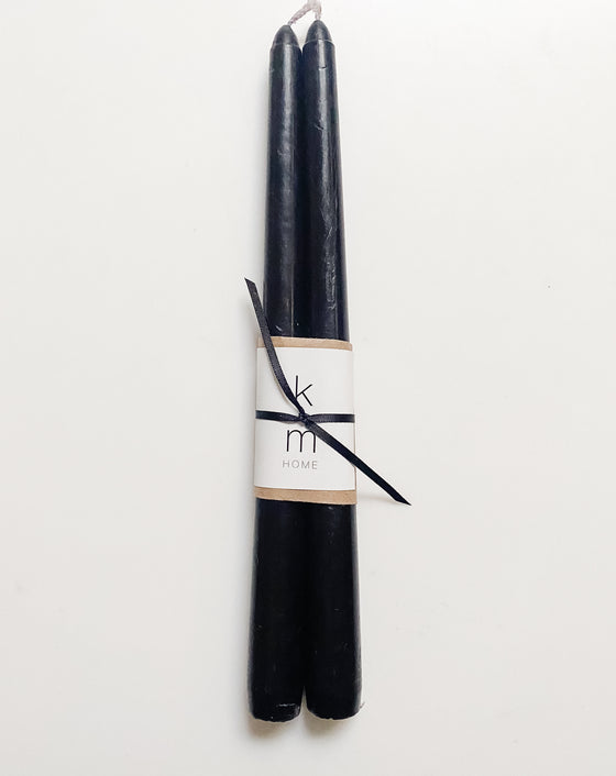 Black Taper Candle, Pair - KM Home
