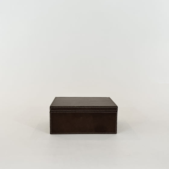 Leather Accent Box, Warm Grey - KM Home