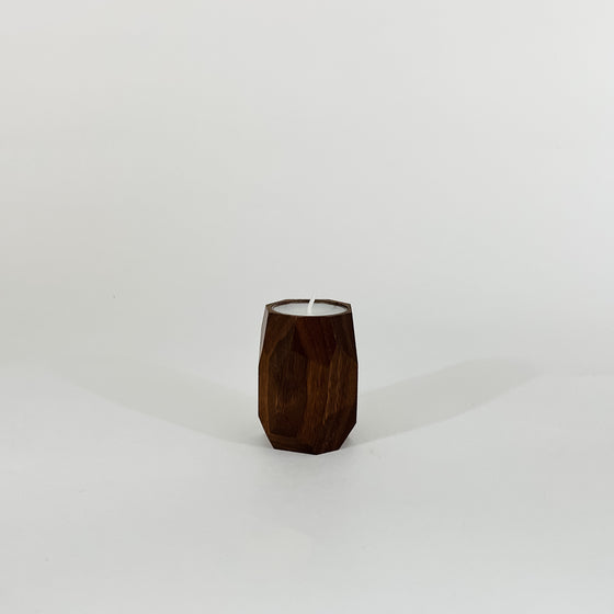 Geometric tea light holder-walnut - KM Home