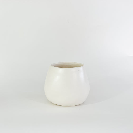 Matte White Tapered Sphere Vase - KM Home