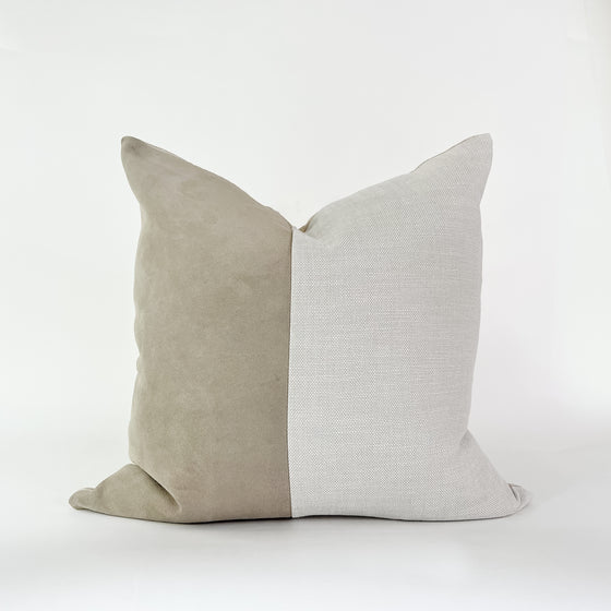 Taupe Pillow with Suede - KM Home