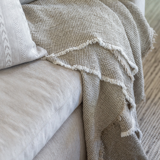 Linen Stonewashed Throw Blanket - KM Home